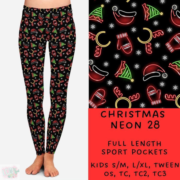 Neon Christmas Collection Part 2: FULL Length Leggings WITH Sports Style Pockets  PREORDER ( ETA mid December )