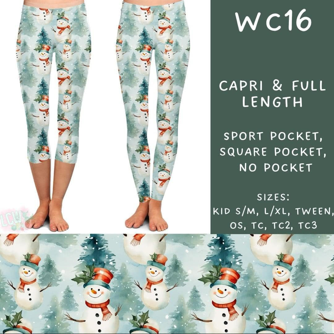 Watercolor Christmas Collection Part 2: CAPRI Length Leggings WITH Sports Style Pockets  PREORDER ( ETA mid December)