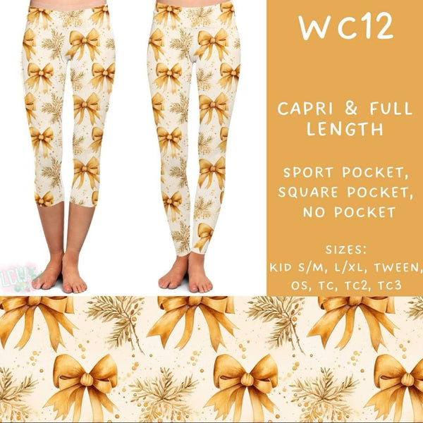 Watercolor Christmas Collection Part 1: CAPRI Length Leggings WITH Sports Style Pockets  PREORDER ( ETA mid December)