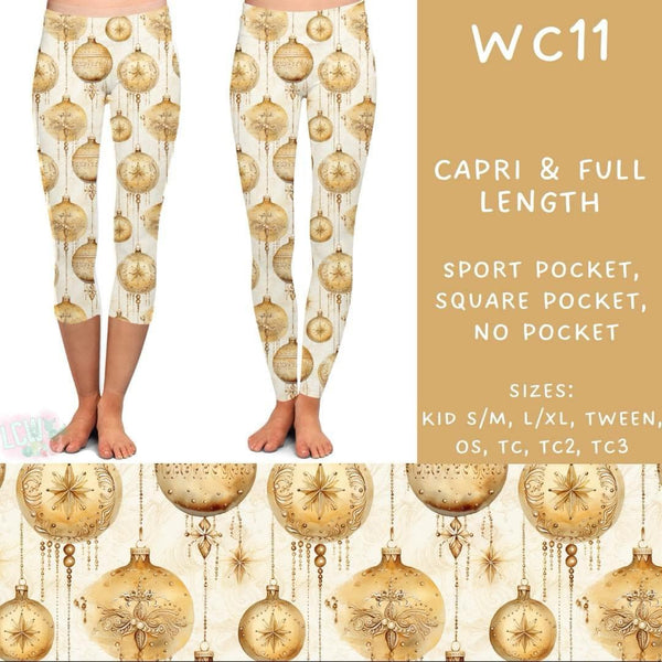 Watercolor Christmas Collection Part 2: CAPRI Length Leggings WITH Sports Style Pockets  PREORDER ( ETA mid December)