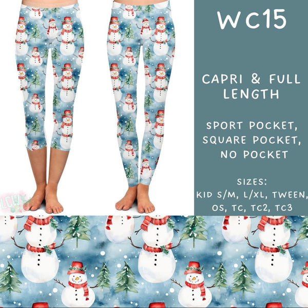 Watercolor Christmas Collection Part 2: CAPRI Length Leggings WITH Sports Style Pockets  PREORDER ( ETA mid December)