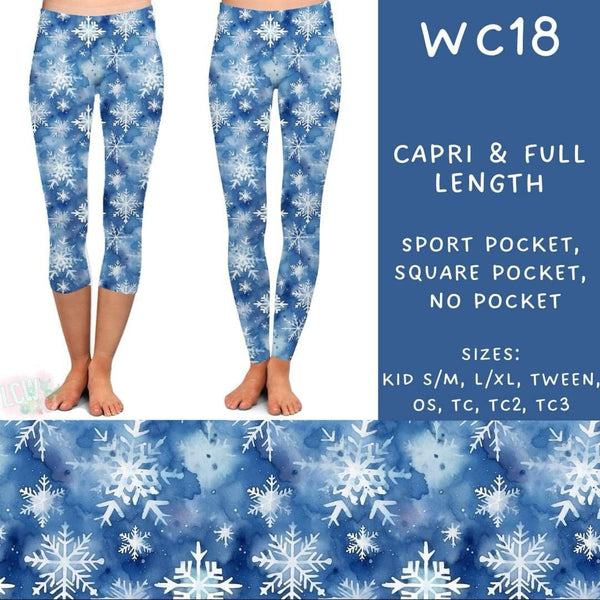 Watercolor Christmas Collection Part 2: CAPRI Length Leggings WITH Sports Style Pockets  PREORDER ( ETA mid December)