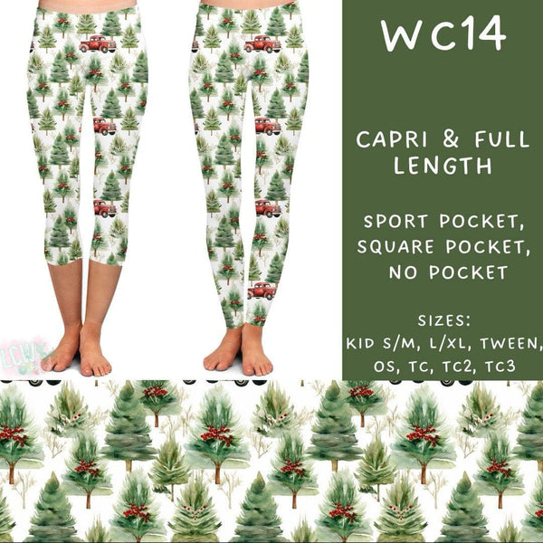 Watercolor Christmas Collection Part 2: CAPRI Length Leggings WITH Sports Style Pockets  PREORDER ( ETA mid December)