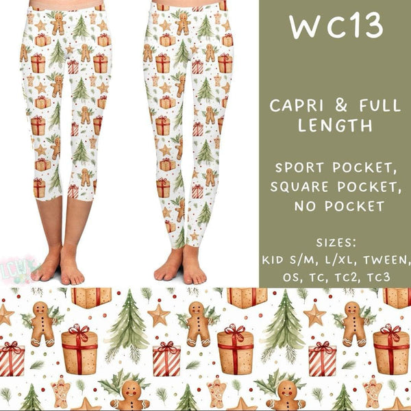 Watercolor Christmas Collection Part 1: CAPRI Length Leggings WITH Sports Style Pockets  PREORDER ( ETA mid December)