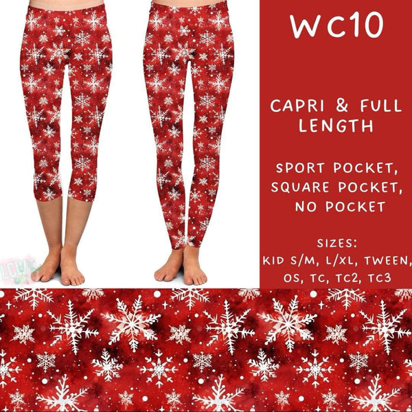 Watercolor Christmas Collection Part 2: CAPRI Length Leggings WITH Sports Style Pockets  PREORDER ( ETA mid December)