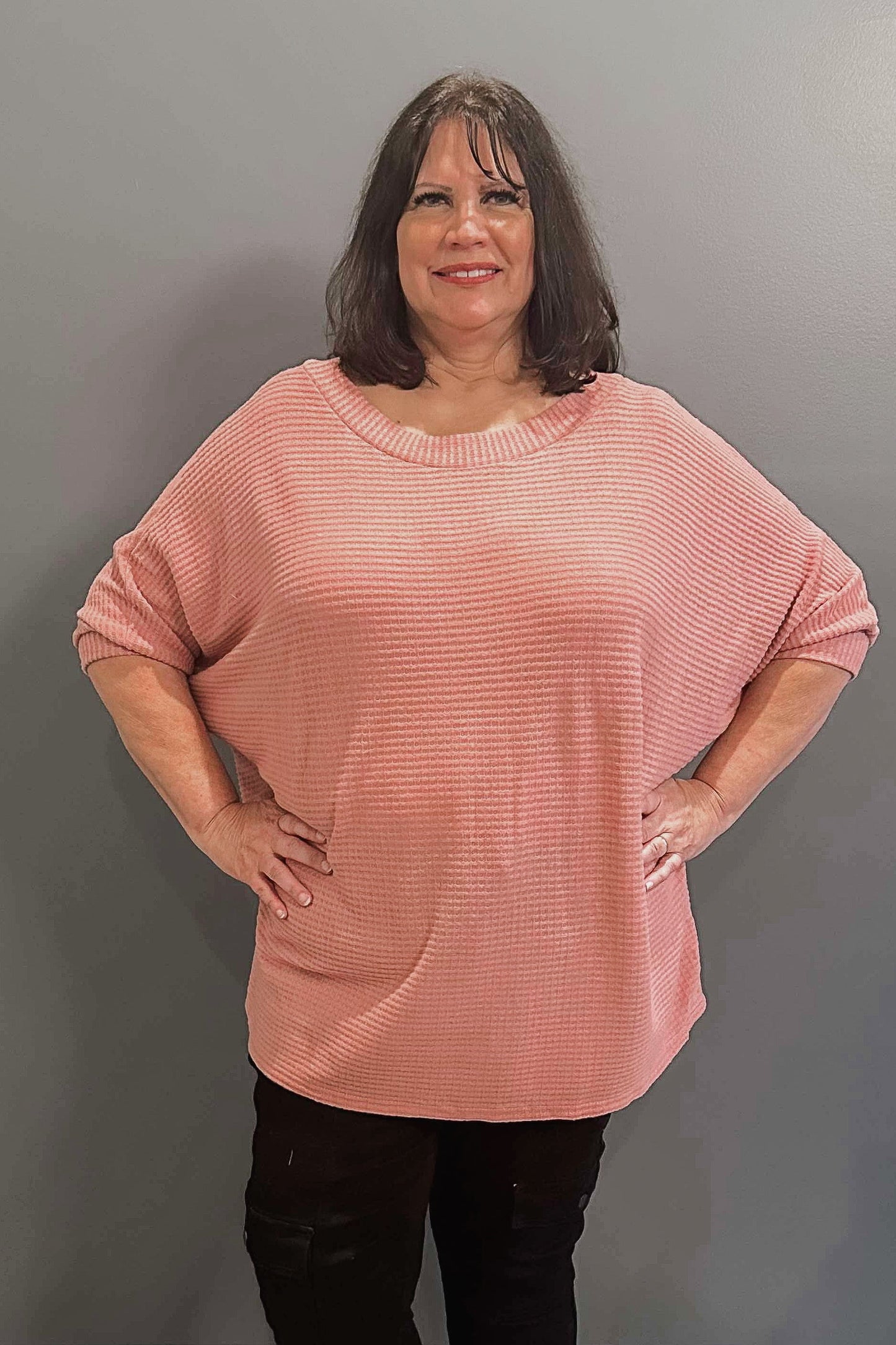 I'm Blushing - Waffle Knit Dolman