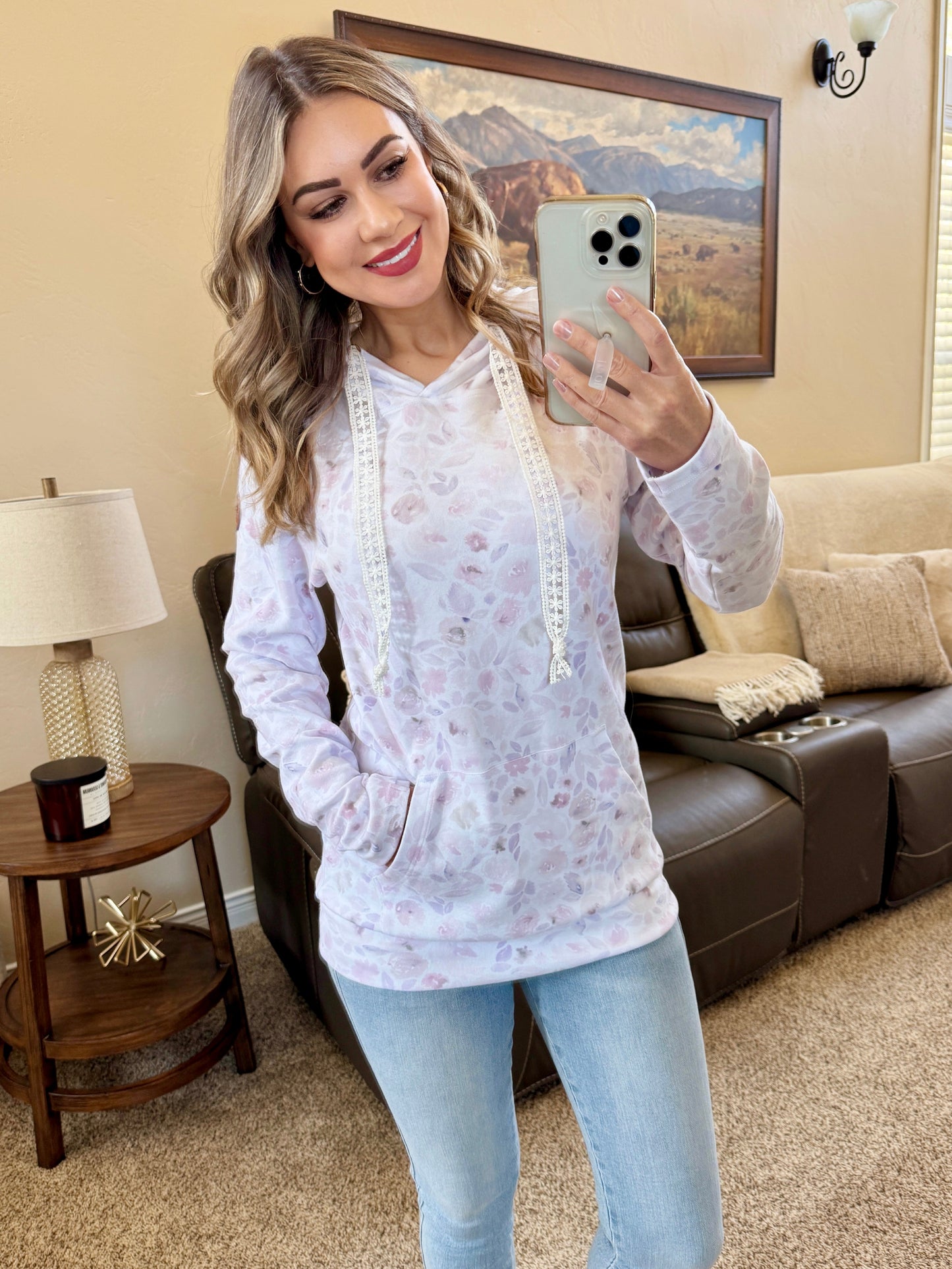 IN STOCK Hailey Pullover Hoodie - Blush Floral FINAL SALE