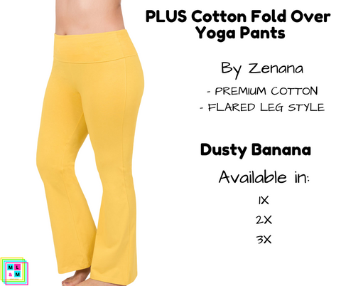 PLUS Cotton Fold Over Yoga Pants - Dusty Banana