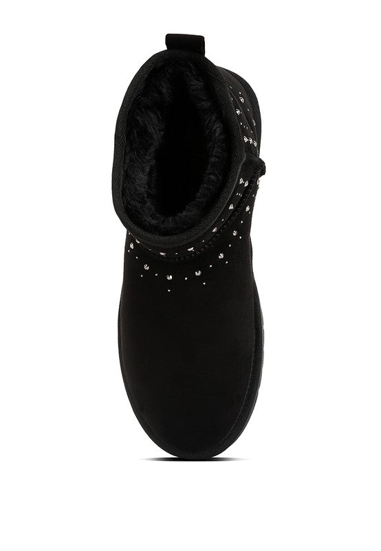 Winifred Rhinestone Embellished Fur Lined Boots