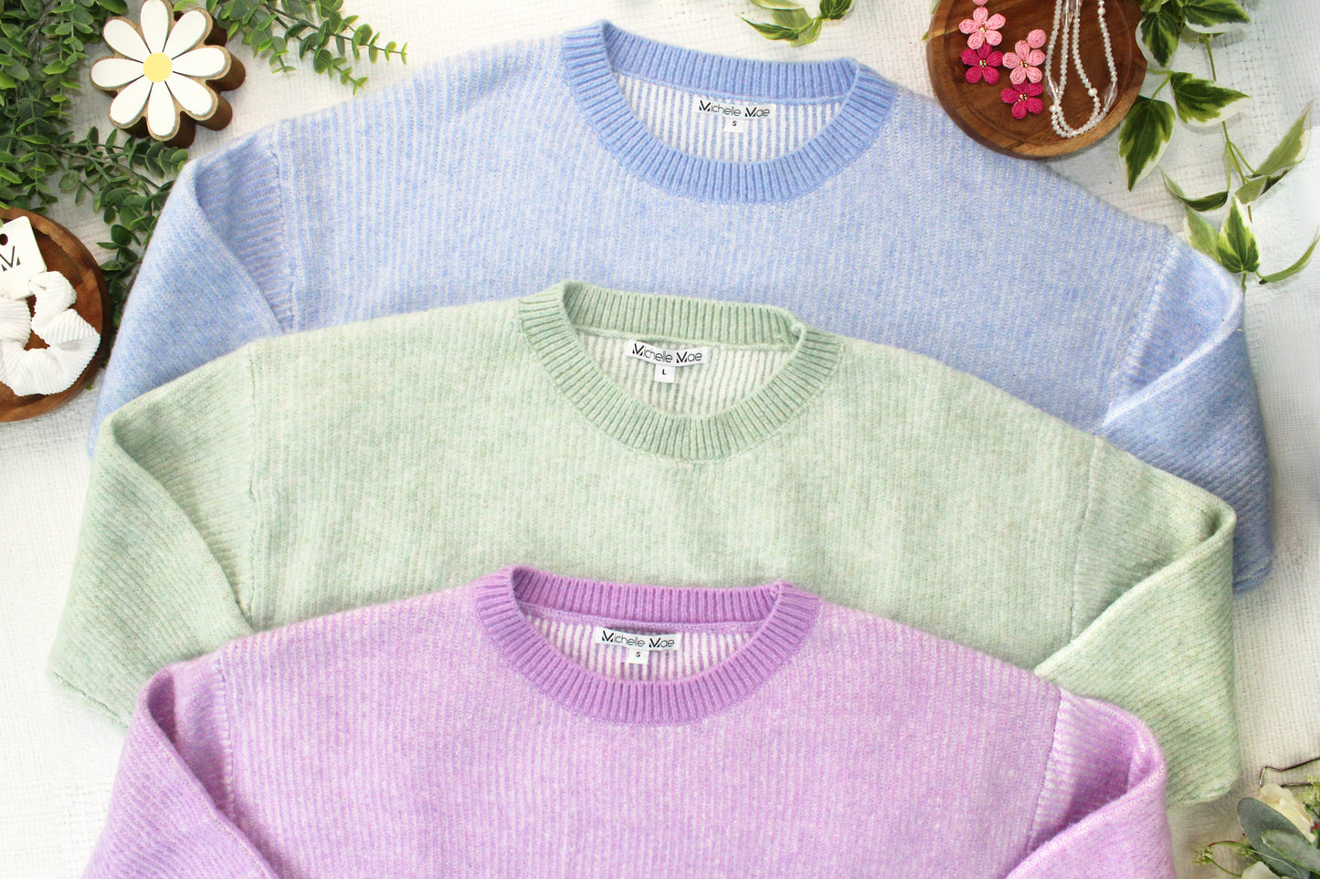 IN STOCK Josie Cozy Crew Sweater - Light Green FINAL SALE