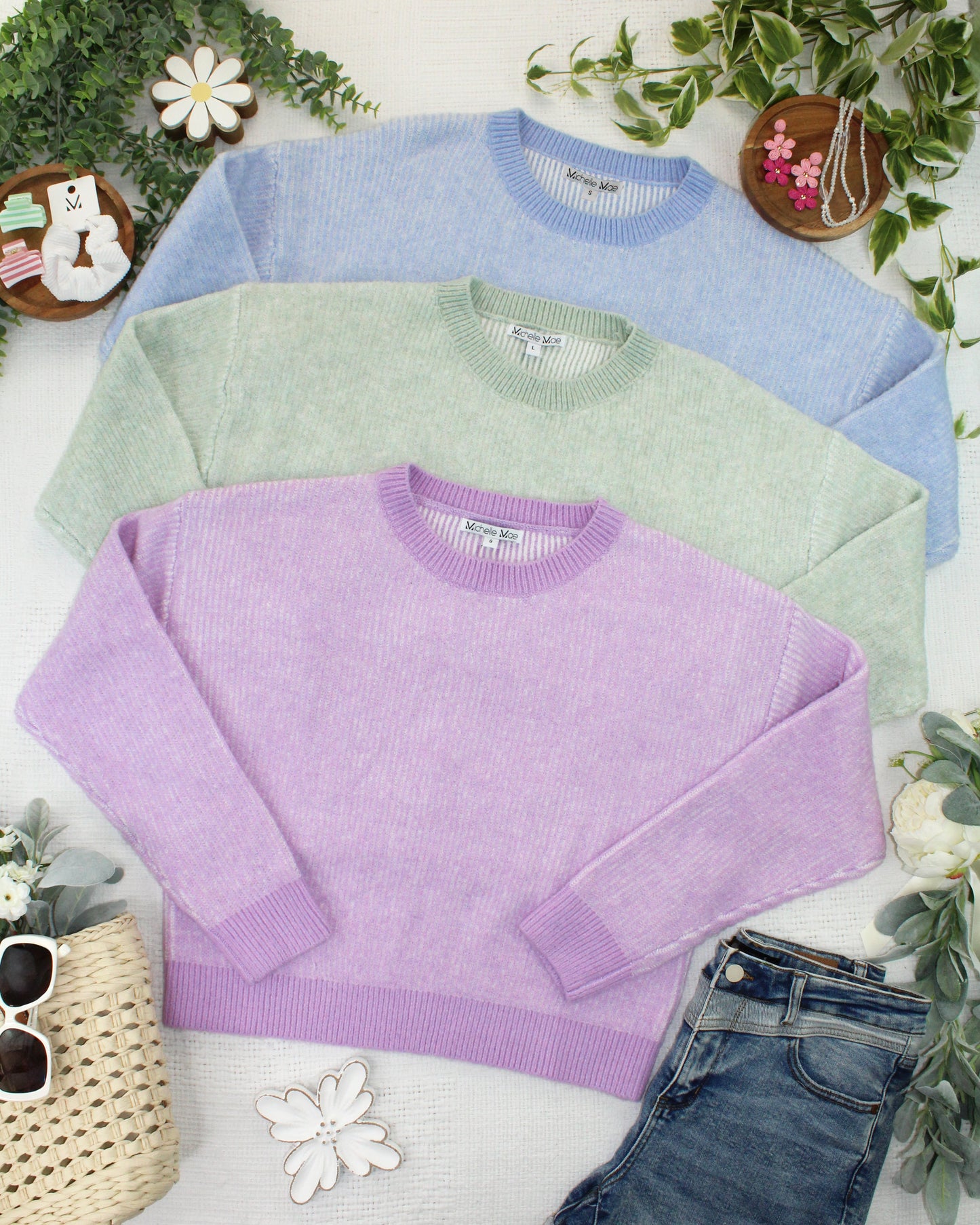 IN STOCK Josie Cozy Crew Sweater - Light Green FINAL SALE