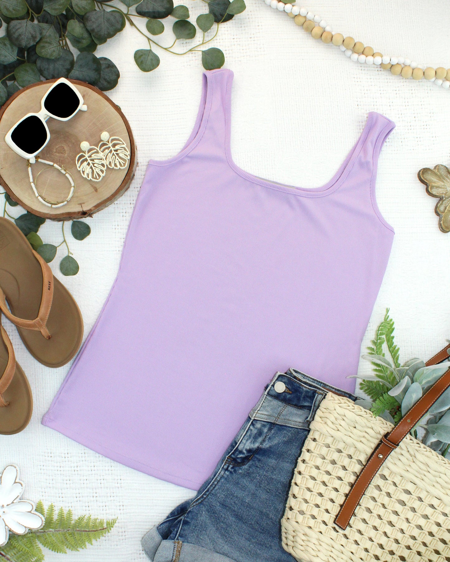IN STOCK Rachel Ribbed Tank -  Lavender