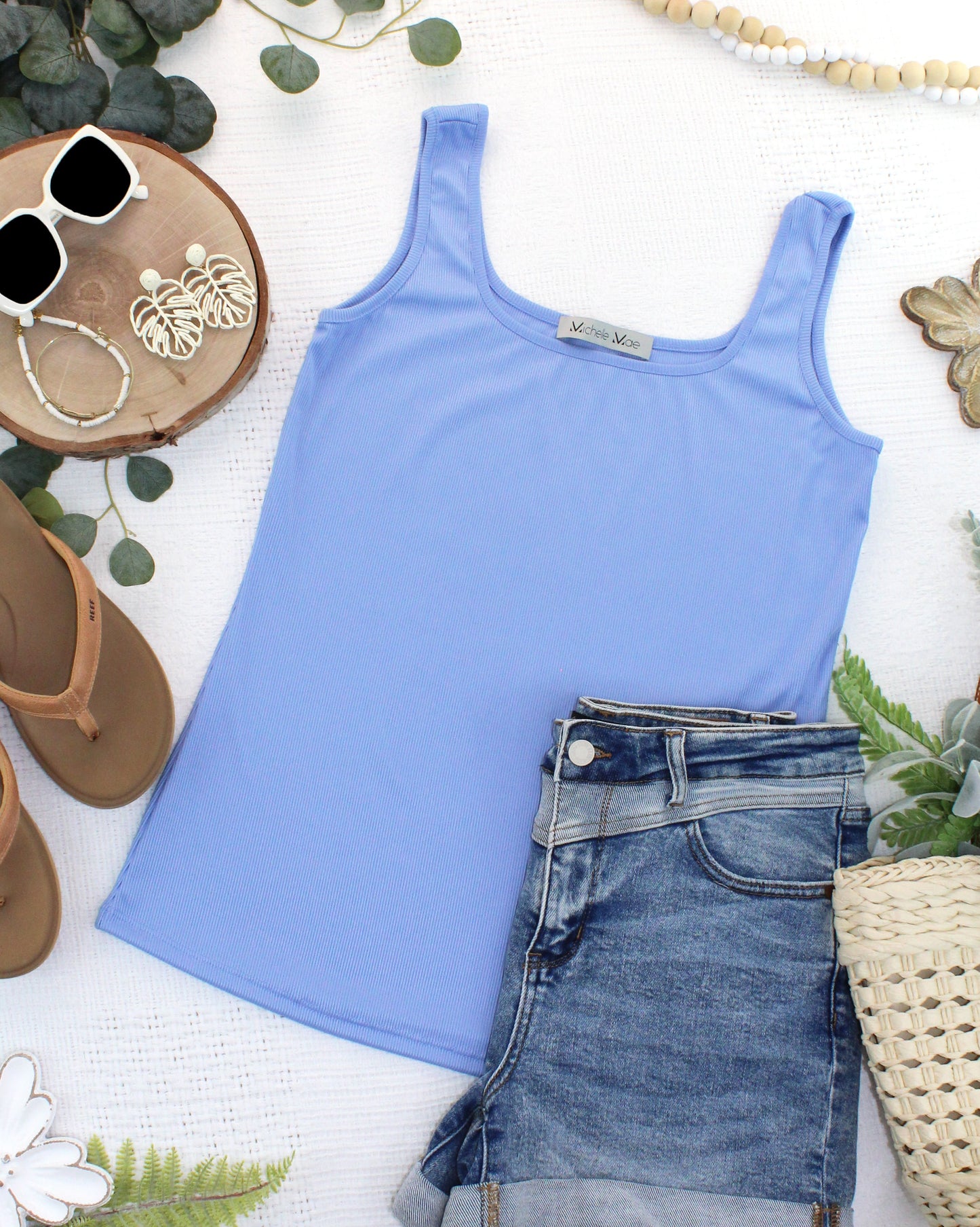 IN STOCK Rachel Ribbed Tank -  Sky Blue