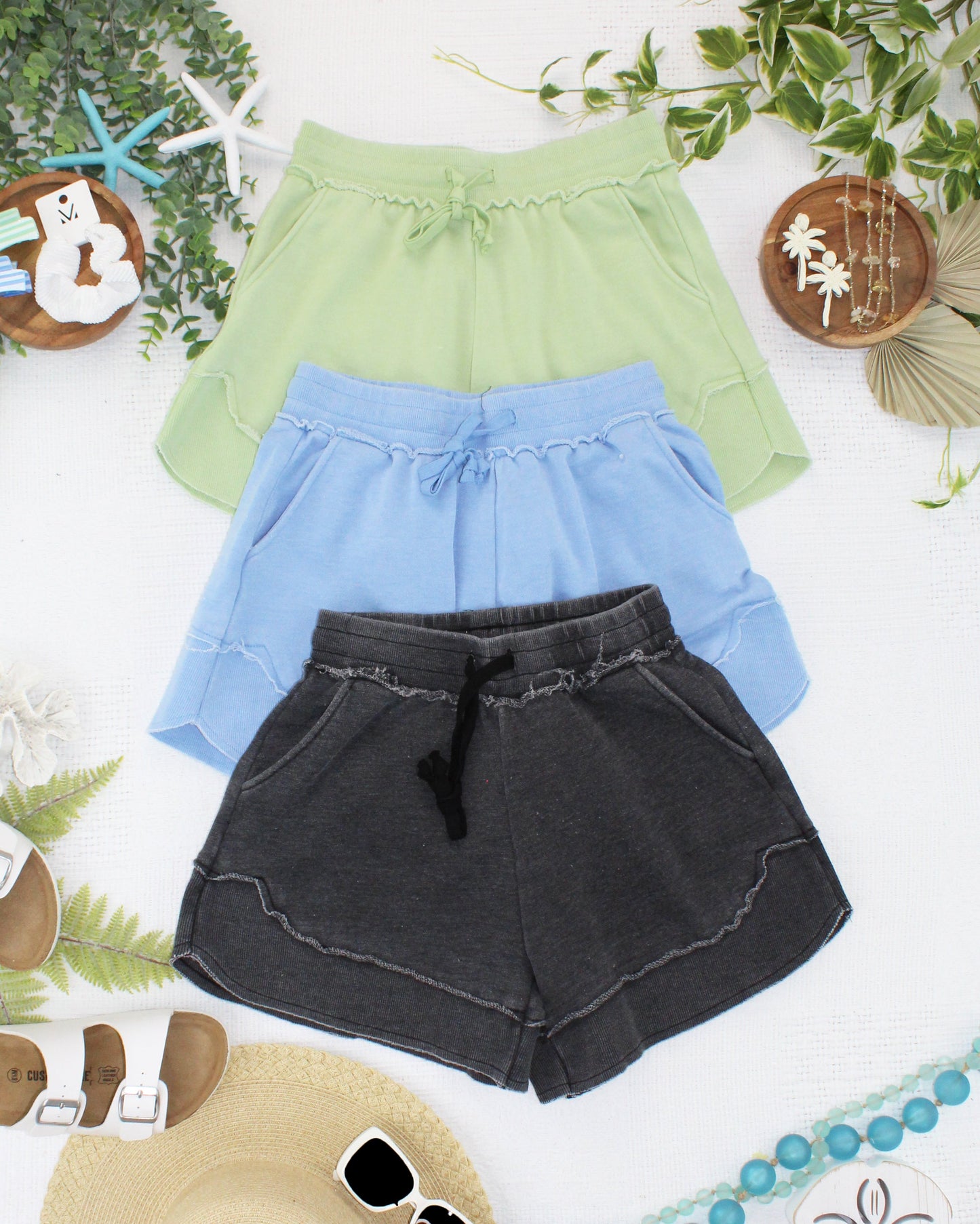 IN STOCK French Terry Stevie Shorts - Spring Leaf