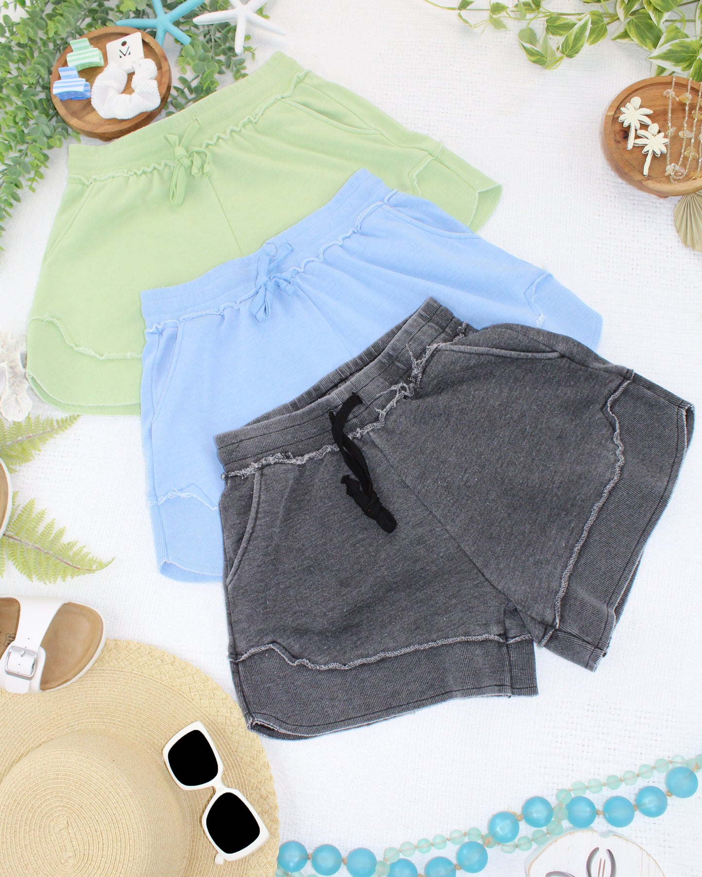 IN STOCK French Terry Stevie Shorts - Dusty Blue FINAL SALE