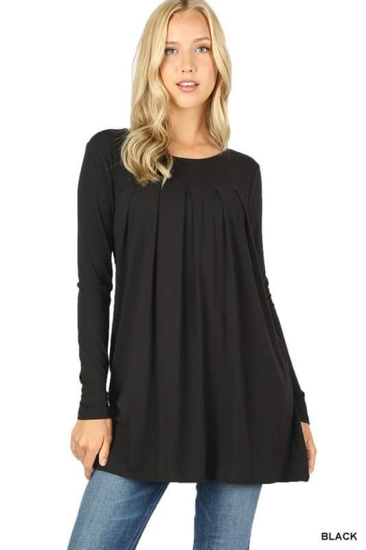 **FINAL SALE** Olivia Long Sleeve Pocket Tunic - Black