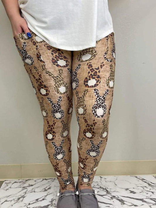 Leopard  Bunny Pocket Leggings