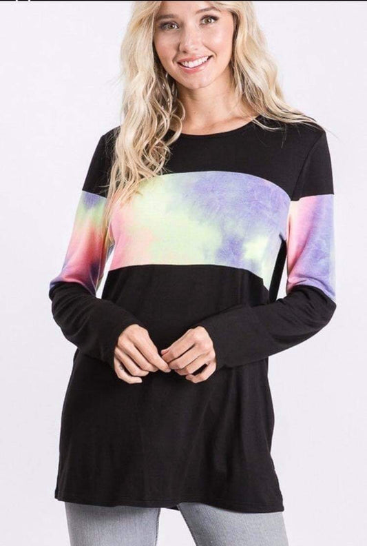 **FINAL SALE** Tie Dye Color Block/Black