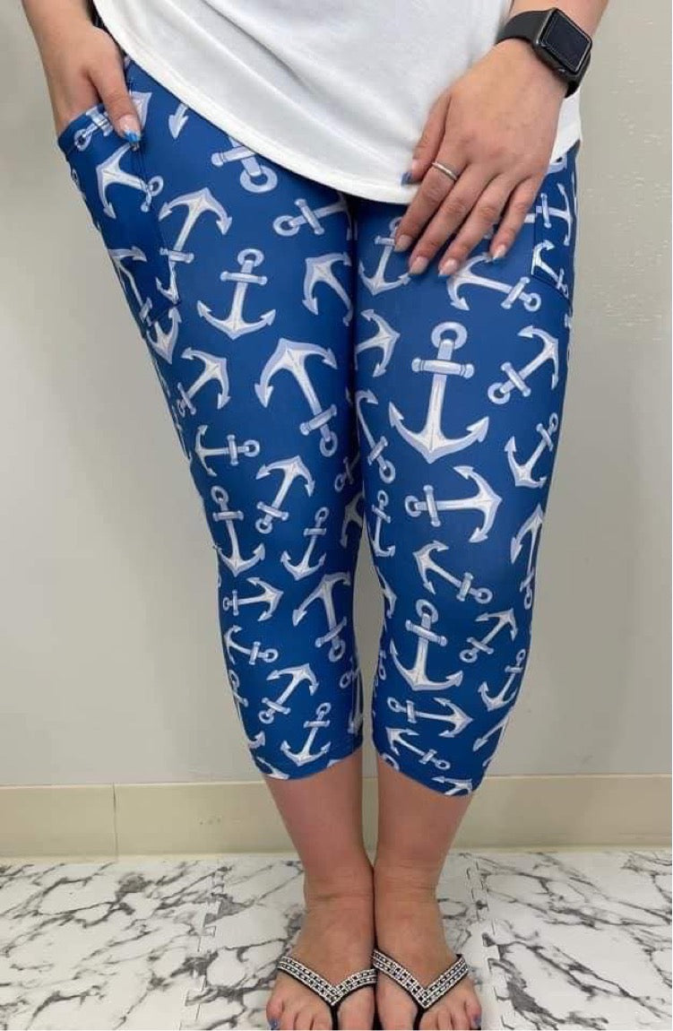 Anchors Pocket Capri Leggings