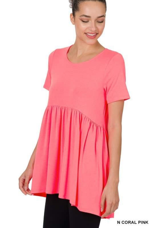 **FINAL SALE** Bella Ruffle Top / N Coral Pink