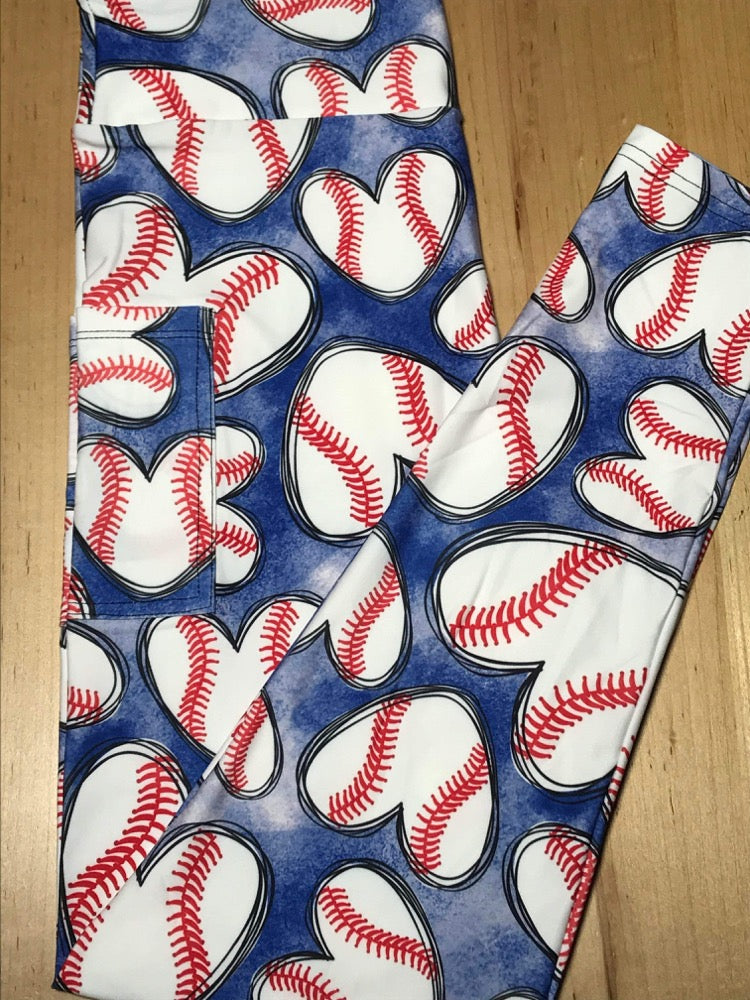 Baseball Heart Pocket Leggings