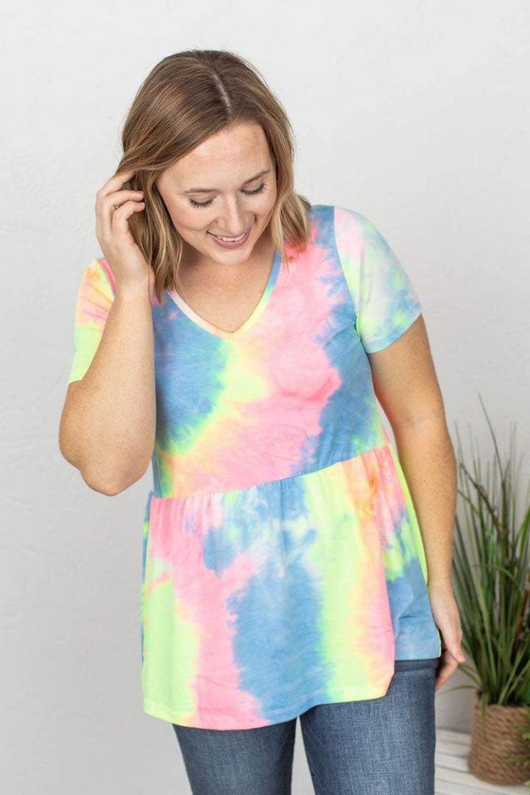 **FINAL SALE** Sarah Ruffle Top/ Tie Dye