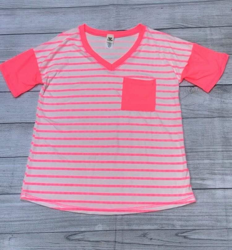 **FINAL SALE** Neon Pink Striped Top