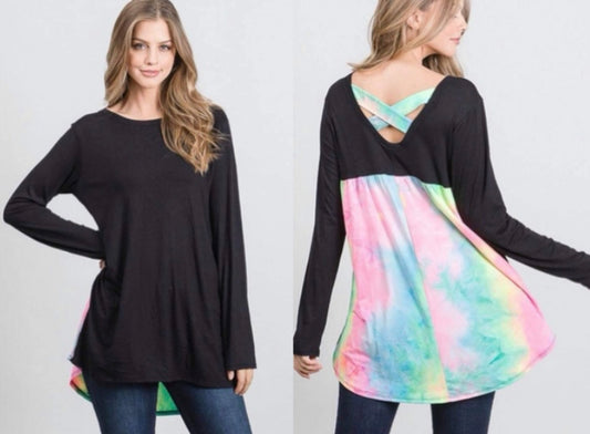 **FINAL SALE** Rainbow Tie Dye Cross Back Top