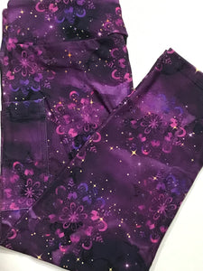 Pink & Purple Mandala Pocket Capri Leggings