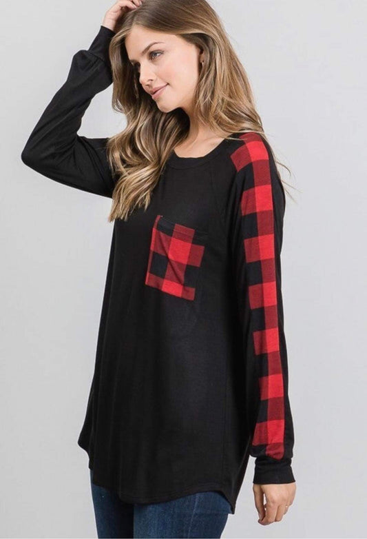**FINAL SALE**Buffalo Plaid Long Sleeve Tunic